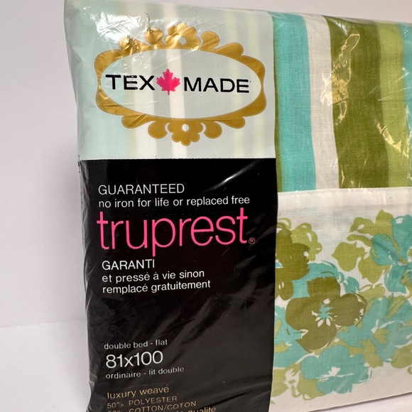 Vintage Tex-Made TruPrest Sheet Set – Double Bed – Flat & Fitted – New Old Stock - Picture 6 of 9